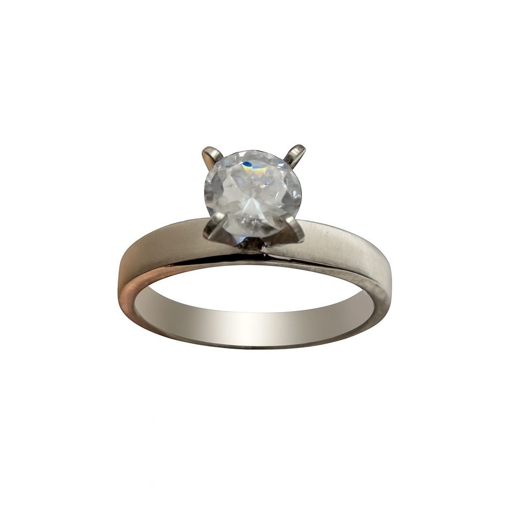 ⚜️ Elegant Stainless Steel Silver Ring with Clear Gemstone 💎